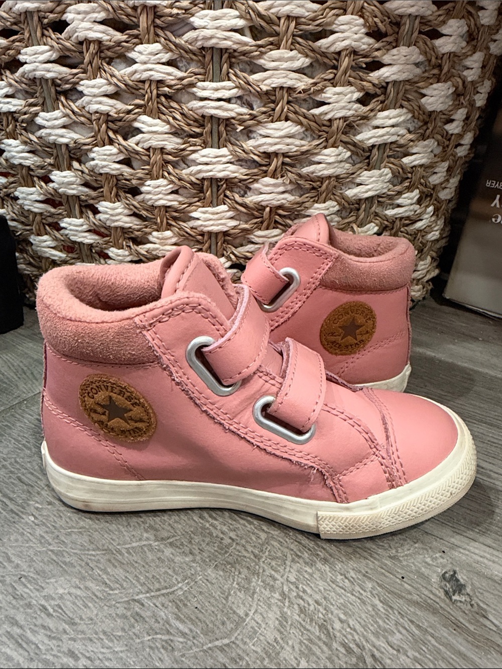 Converse Kids Pink High-Top Sneakers with Velcro Straps